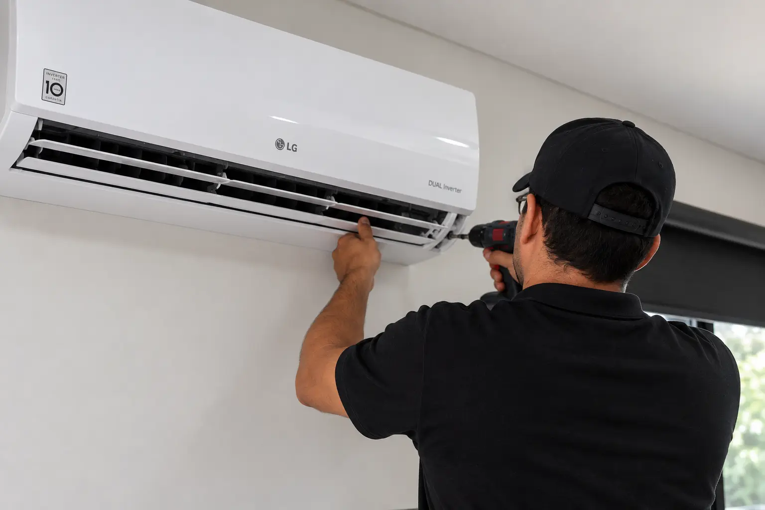 Técnico instalando ar condicionado Split LG